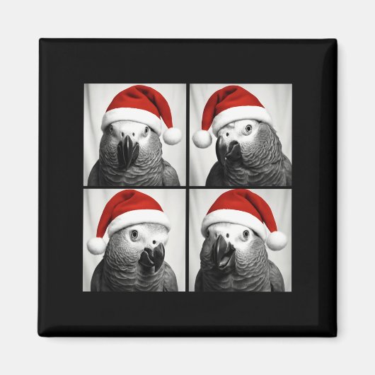 Funny Christmas African G Parrot Santa Photo Booth マグネット (正面)