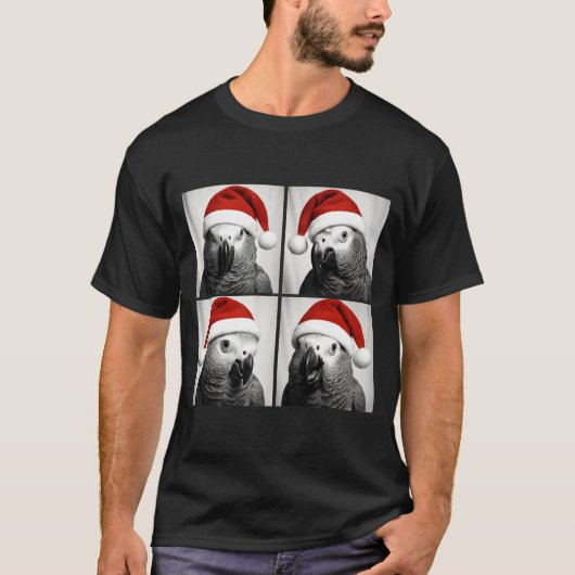 Funny Christmas African G Parrot Santa Photo Booth Tシャツ (正面)