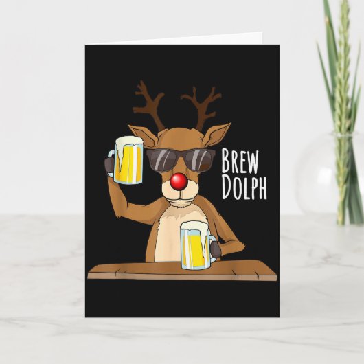 Funny Christmas Alcohol Shirt. Brew Dolph Beer Dri カード (正面)