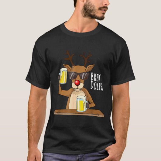 Funny Christmas Alcohol Shirt. Brew Dolph Beer Dri Tシャツ (正面)