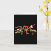 Funny Christmas Alligator Pelican Crawfish Holiday カード (黄色い花)