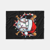 Funny Christmas Baseball Santa Hat For Baseball Pl フリースブランケット (正面(横))