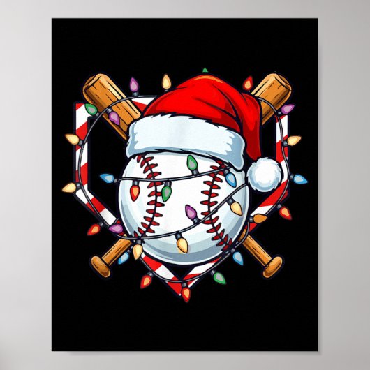 Funny Christmas Baseball Santa Hat For Baseball Pl ポスター (正面)