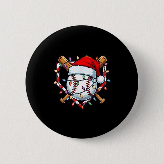Funny Christmas Baseball Santa Hat For Baseball Pl 缶バッジ (正面)