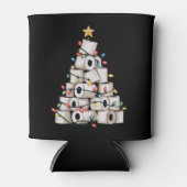 Funny Christmas Bathroom Toilet Paper Tree Humor 缶クーラー (正面)