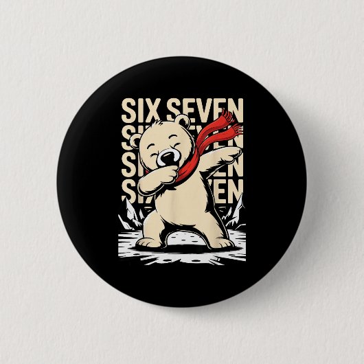 Funny Christmas Bear Dabbing Xmas Dab Six Seven 67 缶バッジ (正面)