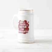 Funny Christmas Beer Stein – I Will Trade Sister f ビールジョッキ (正面左)