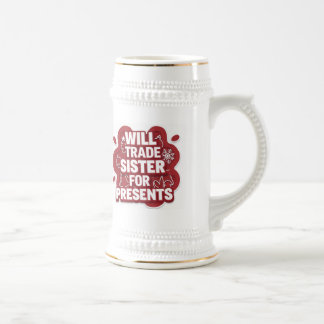 Funny Christmas Beer Stein – I Will Trade Sister f ビールジョッキ