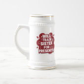 Funny Christmas Beer Stein – I Will Trade Sister f ビールジョッキ (左)