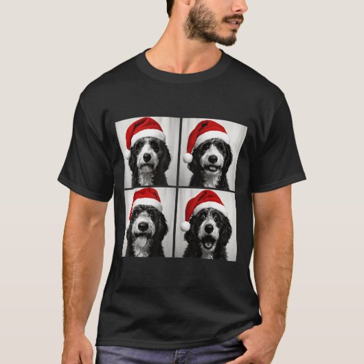 Funny Christmas Bernedoodle Santa Doodle Dog Photo Tシャツ (正面)