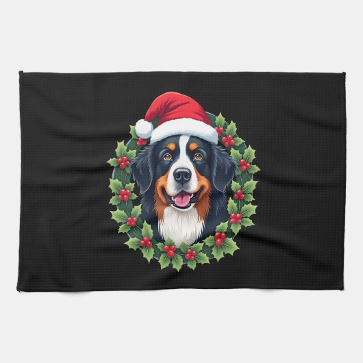 Funny Christmas Bernese Mountain Dog Tank Top キッチンタオル (横)