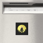 Funny Christmas Bigfoot Santa Hat Moon Sasquatch M マグネット (インサイチュ (食洗機))