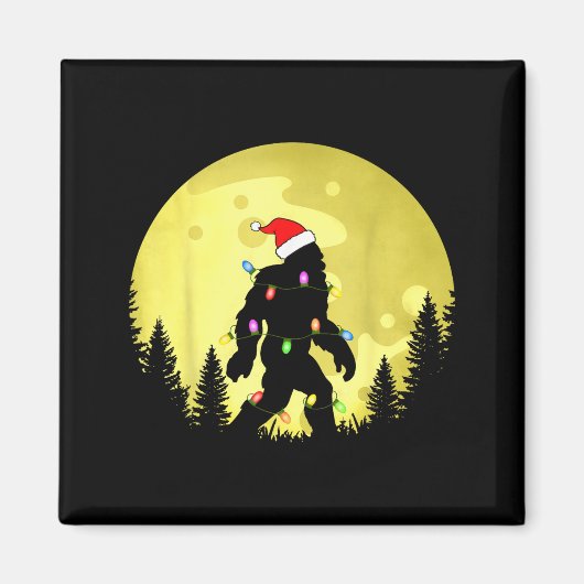 Funny Christmas Bigfoot Santa Hat Moon Sasquatch M マグネット (正面)