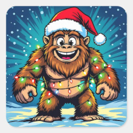 Funny Christmas Bigfoot Sasquatch スクエアシール