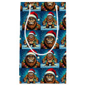 Funny Christmas Bigfoot Sasquatch スモールペーパーバッグ (正面)
