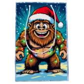 Funny Christmas Bigfoot Sasquatch ミディアムペーパーバッグ (正面)