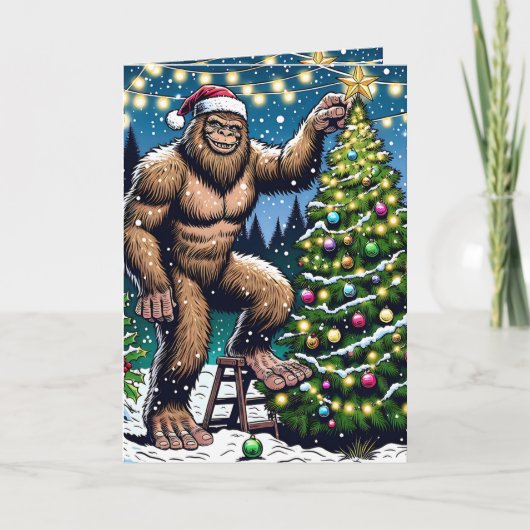 Funny Christmas Bigfoot Sasquatch Personalized カード (正面)