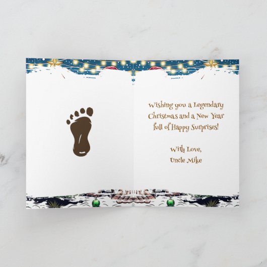 Funny Christmas Bigfoot Sasquatch Personalized カード (内部)