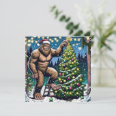 Funny Christmas Bigfoot Sasquatch Personalized シーズンカード (スタンド正面)