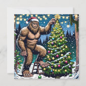 Funny Christmas Bigfoot Sasquatch Personalized シーズンカード (正面)
