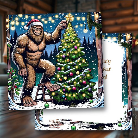Funny Christmas Bigfoot Sasquatch Personalized シーズンカード
