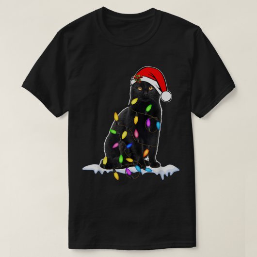 Funny Christmas Black Cat Design Tシャツ (デザイン正面)