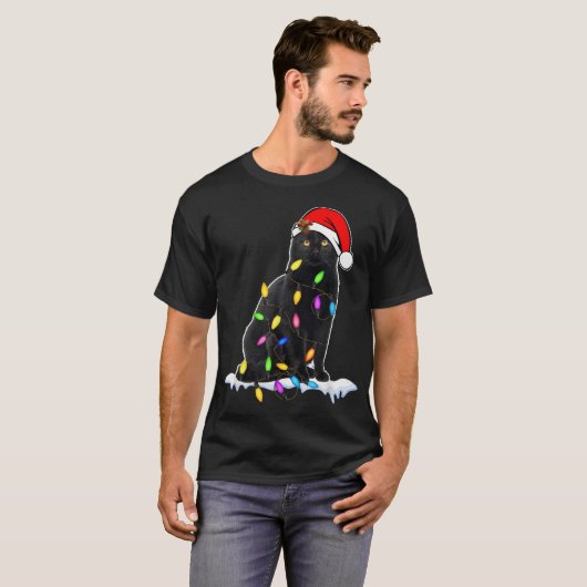 Funny Christmas Black Cat Design Tシャツ (正面フル)