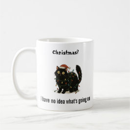Funny Christmas Black Cat Lights Mug コーヒーマグカップ