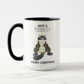 Funny Christmas Black Cat Simple Winter Humor マグカップ (左)