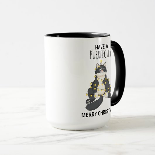 Funny Christmas Black Cat Simple Winter Humor マグカップ (正面右)