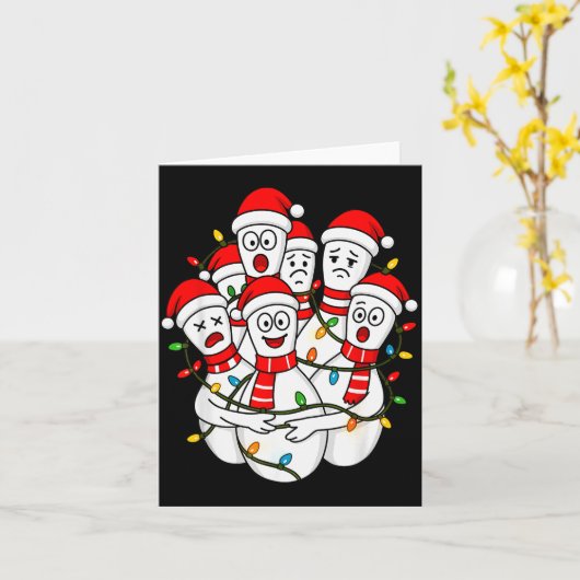 Funny Christmas Bowling Santa Bowling Ns Team Men  カード (黄色い花)