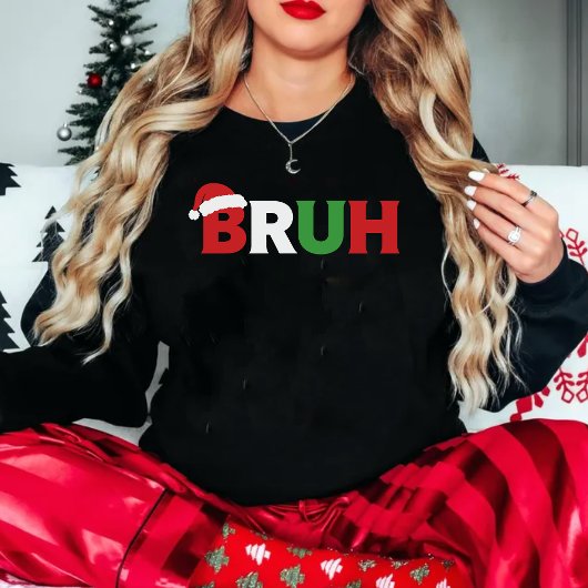 Funny Christmas "BRUH" Santa Hat スウェットシャツ