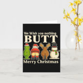 Funny Christmas Butt - We Wish You Merry Xmas  カード (黄色い花)