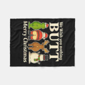 Funny Christmas Butt - We Wish You Merry Xmas  フリースブランケット (正面(横))