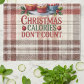 Funny Christmas Calories Don't Count Kitchen Towel キッチンタオル (折り畳み)