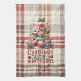 Funny Christmas Calories Don't Count Kitchen Towel キッチンタオル