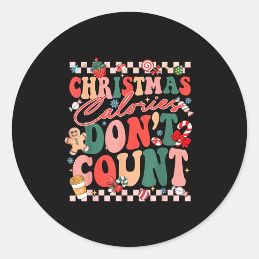 Funny Christmas Calories Don't Count Xmas Cookie ラウンドシール (正面)