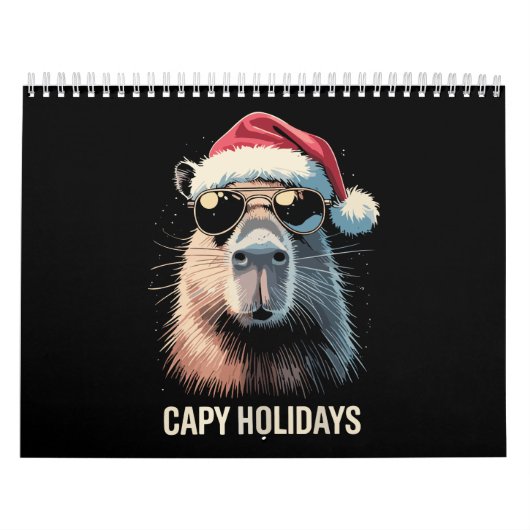 Funny Christmas Capy Holidays Xmas Capybara  カレンダー (カバー)