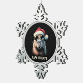 Funny Christmas Capy Holidays Xmas Capybara  スノーフレークピューターオーナメント (右)