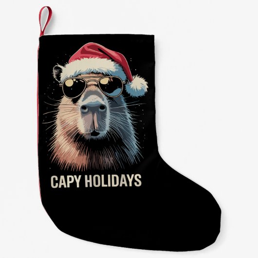 Funny Christmas Capy Holidays Xmas Capybara スモールクリスマスストッキング (正面)