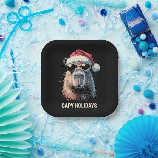 Funny Christmas Capy Holidays Xmas Capybara  ペーパープレート (パーティー)