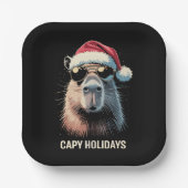 Funny Christmas Capy Holidays Xmas Capybara  ペーパープレート (正面)
