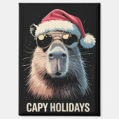 Funny Christmas Capy Holidays Xmas Capybara  マグネット (正面)