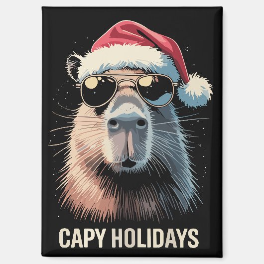 Funny Christmas Capy Holidays Xmas Capybara  マグネット (正面)