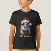 Funny Christmas Capy Holidays Xmas Capybara Tシャツ (正面)