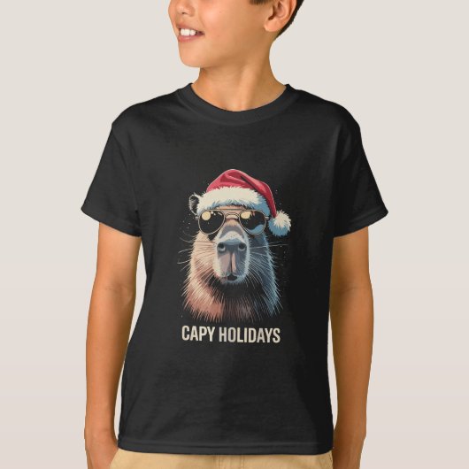 Funny Christmas Capy Holidays Xmas Capybara Tシャツ (正面)