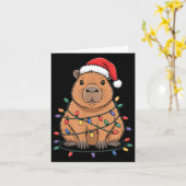 Funny Christmas Capybara Cute Cartoon Desing  カード (黄色い花)