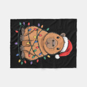 Funny Christmas Capybara Cute Cartoon Desing  フリースブランケット (正面(横))