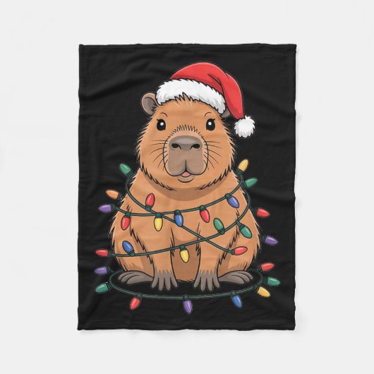 Funny Christmas Capybara Cute Cartoon Desing  フリースブランケット (正面)