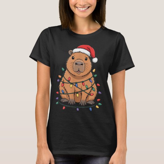 Funny Christmas Capybara Cute Cartoon Desing  Tシャツ (正面)